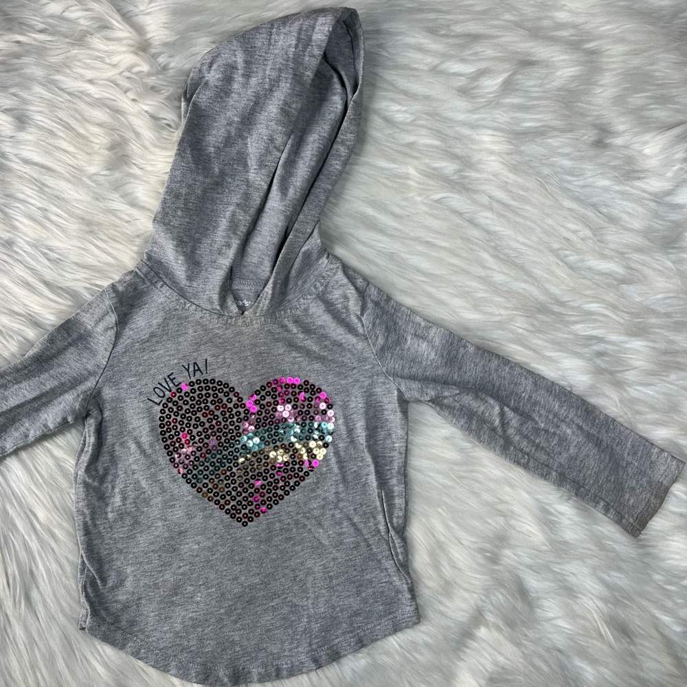 Carter's Sequin Heart Hooded Shirt